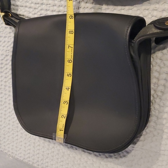 Black leather saddle bag purse with adjustable cross body strap (#8) - Picture 8 of 9